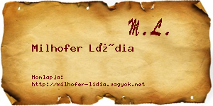 Milhofer Lídia névjegykártya